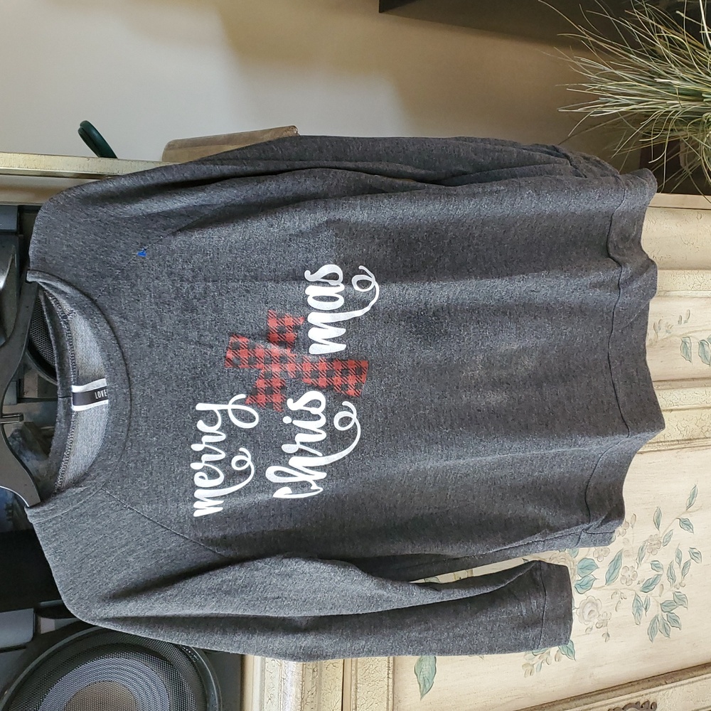 Gray Merry Christmas Lightweight Sweatshirt